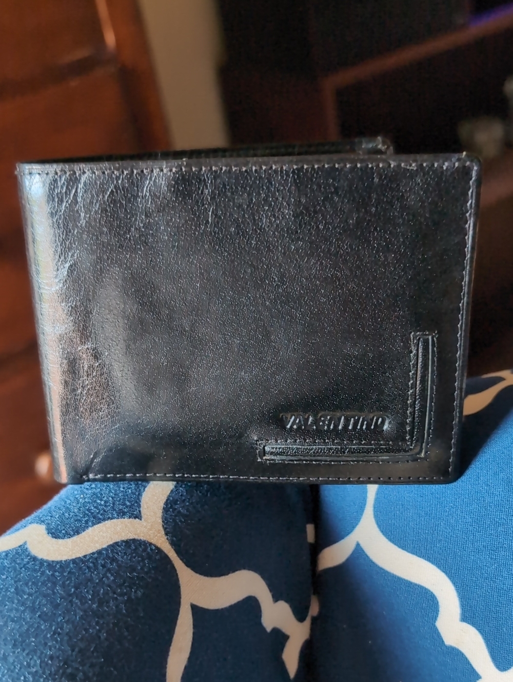 Valentino Black Leather Men's Card Holder Wallet